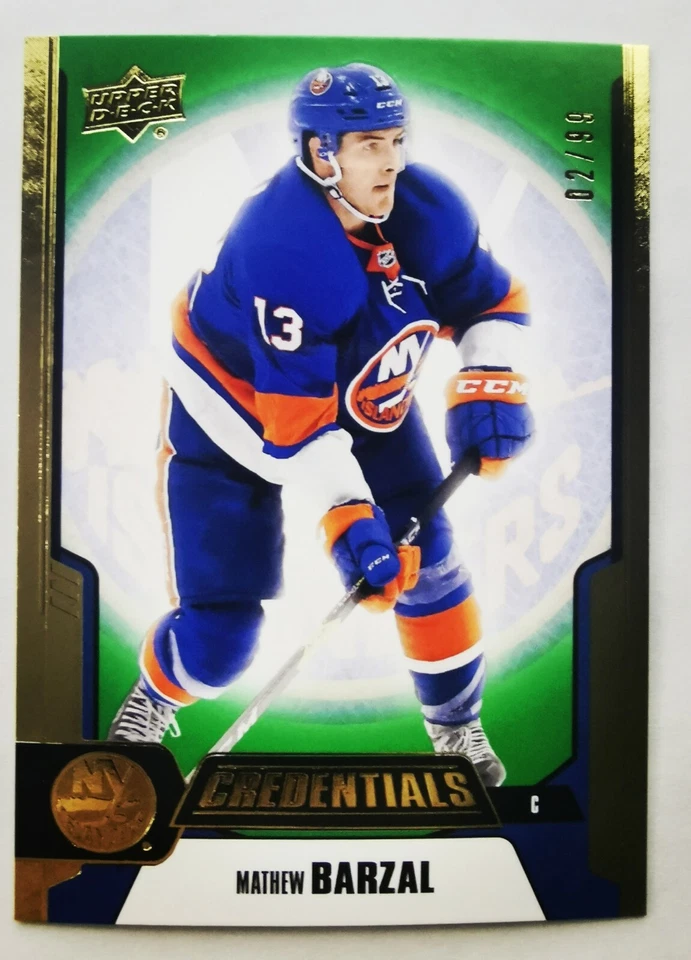 MATHEW BARZAL - 2019-20 Upper Deck Credentials Green /99 New York Islanders #21 - Image 1 of 1
