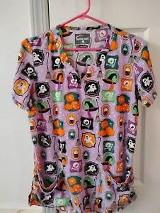 Buttersoft 4 Pocket Ghosts/Pumpkins Halloween Scrub Top Size S(Bust 38) - Bild 1 von 1