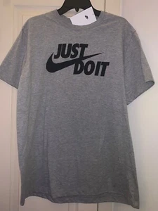 NWT Nike Sportswear Just Do It Men's Large Dark Heather Grey S/S T-shirt Top - Picture 1 of 2