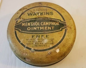 Antiguo ungüento de alcanfor mentol J R Watkins 5 oz. Lata RARA EDICIÓN GRATUITA - Imagen 1 de 6