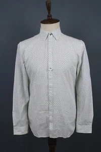 Diesel White Geometric Button Down Long Sleeve Round Cuff Shirt Size L - Picture 1 of 19