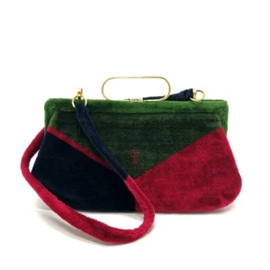 Roberta di Camerino Kisslock handbag Hand Bag Velor Multicolore/GoldHardware - Picture 1 of 16