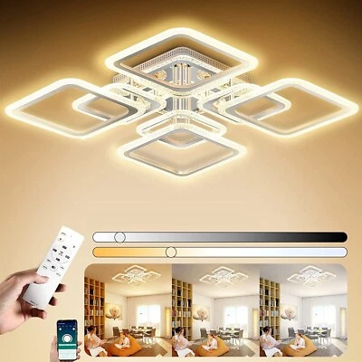 Lámpara de Techo LED Moderna Lámpara de Lámpara para Habitación Regulable Aplicación Remoto Cuadrada 8 Foto 1 de 4