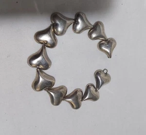 Vintage sterling silver heart bracelet Midcentury Modern bracelet L18.5cm W29g - Bild 1 von 4