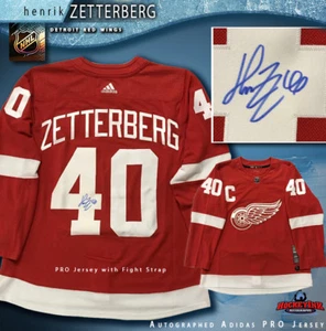 HENRIK ZETTERBERG Signed Detroit Red Wings Red Adidas PRO Jersey - Picture 1 of 2