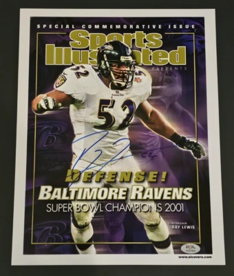 RAY LEWIS Signed SUPER BOWL XXXV 11x14 Photo-HALL OF FAME-BALTIMORE RAVENS-PSA - Image 1 of 3
