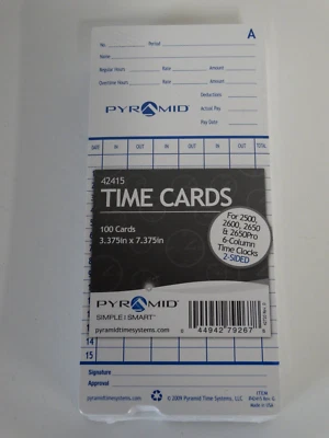Pyramid 42720 rev. D Time Card pack of 100 time clock sealed - Image 1 of 2
