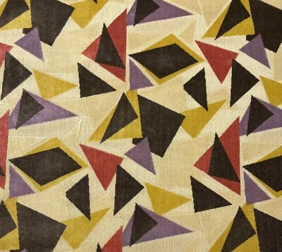 CLARENCE HOUSE MURANO NEUTRAL BLACK GEO MODERN LINEN VELVET FABRIC BY YARD 50"W - Image 1 of 4