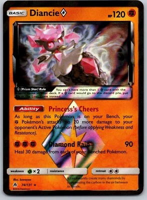 Diancie Prism Star - 74/131 - Holo Rare Sun & Moon: Forbidden Light Pokemon NM - Image 1 of 2