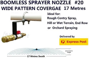 17M WIDTH BOOMLESS FLAT SPRAYER NOZZLE KIT #20 SPRAY PATTERN 180 ° 90° & SWATH - Picture 1 of 5