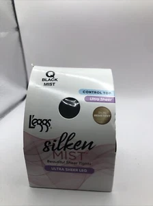 Leggs Silken Mist schöne transparente Strumpfhose ultra transparentes Bein Kontrolle Top Q SCHWARZ MIS - Bild 1 von 4
