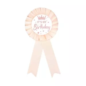 It's My Birthday Ribbon Satin Fabric Happy Birthday Tinplate Badge Pin Colorful - Picture 1 of 2