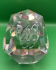 Vintage Cystal Cut Glass Paperweight Gem Stone Shaped  Bubbles  Signed By Artist