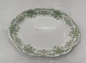 Stratford Alfred Meakin England royal semi porcelain Green Gold Leaves Platter - Picture 1 of 5