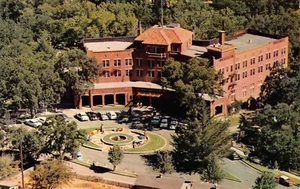 Luftaufnahme von Richardson Springs Retreat Hotel ca Vintage 1950er Chrom Postkarte - Bild 1 von 2