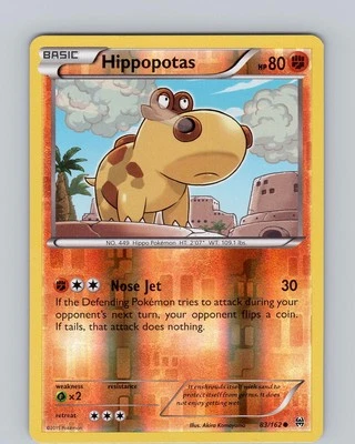Pokemon TCG Hippopotas XY BREAKthrough 83/162 Reverse Holo Common Card LP-NM - Image 1 of 2