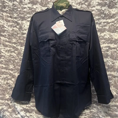 Elbeco Tek 斜纹 LS 衬衫 海军蓝 18-18.5 x 36/37 G974 第一响应者 安全 K-110 — 第 1/4 张图片