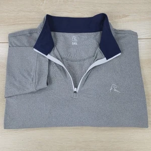 Men's 3XL Rhoback Performance Quarter Q Zip 1/4 Gray Golf Pullover Long Sleeve - Picture 1 of 7