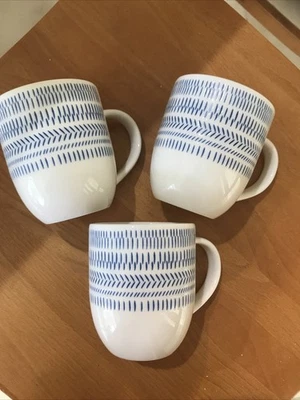 3 tazas Chevron azul cobalto Royal Doulton Ellen Degeneres 14 oz EXC Foto 1 de 4