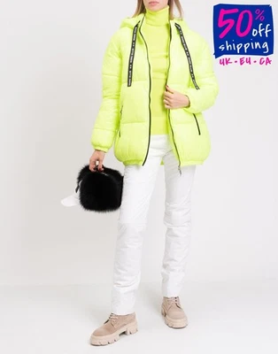 RRP€225 MARC ELLIS Puffer Jacket IT44 US8 UK12 L Quilted Full Zip Hooded - Image 1 of 4