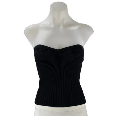 Camiseta corta Aritzia Babaton negra sin tirantes Sweetheart sin mangas tubo bandeau talla S Foto 1 de 4