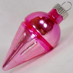Shiny Brite Christmas Ornament Ice Cream Cone Pink Glass Vintage #1210 - Picture 1 of 8
