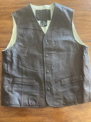 Chaleco De Colección St Johns Bay Cerdo Napa Cuero Lana Cuadros Marrón Caza Exterior Para Hombres M Foto 1 de 4