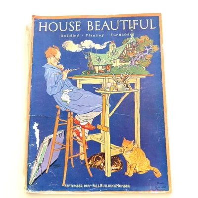 RARE Harold Sichel Cat Cover Art “House Beautiful” September 1927 Entire Issue - Image 1 of 4