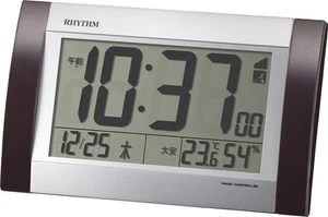 RHYTHM Alarm Clock Radio Digital Fitwave D169 Temp Calendar Brown 8... Brand New - Picture 1 of 3