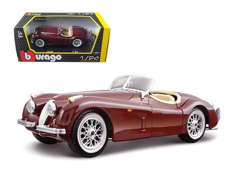 Jaguar XK 120 1951 Roadster Borgoña 1/24 coche modelo diecast de Bburago Foto 1 de 1