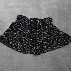 Vanilla Star Womens Shorts Juniors Medium Black Floral Cottagecore Flowy Crinkle