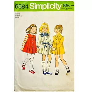 Vintage 1974 Simplicity MUSTER 6584 Kinder Kleid oder Pullover Muster Gr. 3 UNCUT - Bild 1 von 9