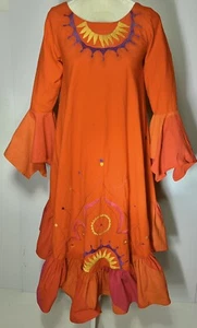 Vintage 1960s/70s Josefa Rainbow Patchwork Embroidered Mexican Caftan Dress S/M - Picture 1 of 16