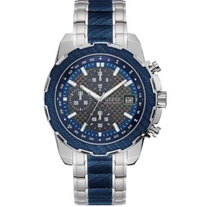 Blue Dial Two Tone Stainless Steel Quartz Round Men's Guess Watch W1046G2 - Picture 1 of 3