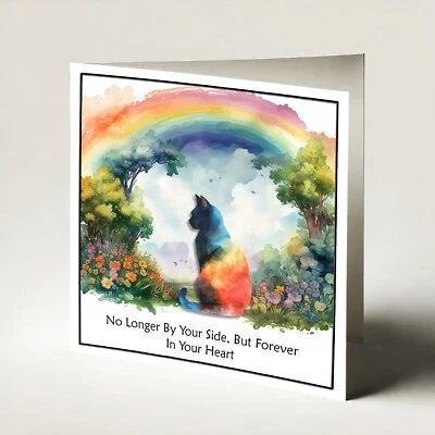 Cat Sympathy Card, Rainbow Bridge, Cat Condolence Card , Pet loss - Image 1 of 4