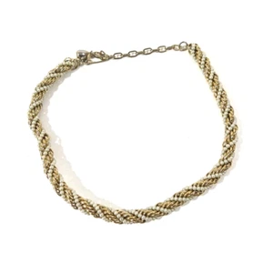 Sarah Coventry Gold Tone Woven Twist Faux Seed Pearl Choker Necklace 15.5" - Picture 1 of 3