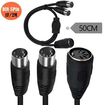 5 PIN MIDI DIN Female to Dual DIN Male Socket Splitter Audio Adapter Cable 50cm - Image 1 of 4