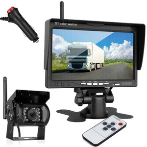 Wireless IR Rear View Backup Camera 7" LCD Monitor for Caravan Bus Truck Reverse - Picture 1 of 24