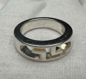 Gucci Sterling Silver 925 Cut Out Ring US Size 4.5