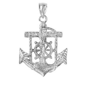 Sterling Silver Mariner's Anchor Crucifix Cross Pendant, Made in USA