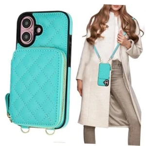 Crossbody Wallet Case for iPhone 16, RFID Blocking PU Leather Zipper Handbag - Picture 1 of 7