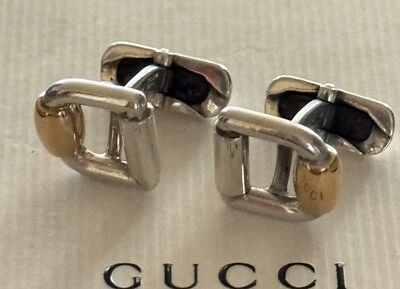 Gemelos Gucci Horse Bit Plata de Ley 925 y Oro 18k Hechos en Italia Foto 1 de 4
