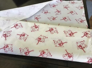 Red Guitar Playing Buddha Cotton Fabric Over 7 Yards 60 Inch Wide - Picture 1 of 2