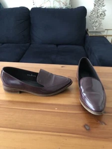Ladies Flat Shoes Size 5 Purple Leather Office Shoes Brogues - Picture 1 of 6