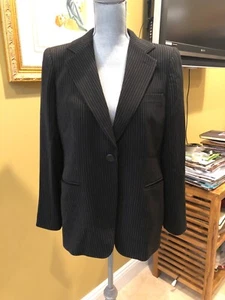 Giorgio Armani Damen Schwarz Nadelstreifen Jacke/Blazer Gr. 46 (US10) Neu ohne Etikett - Bild 1 von 6