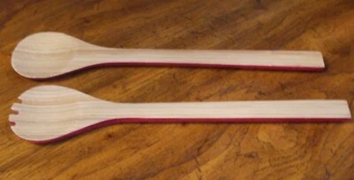 NEW~2 Piece Bamboo Salad Serving Set~Spoon & Fork~Decorative Yet Practical - Image 1 of 2