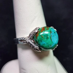 Anillo Chuck Clemency turquesa y diamante acento ornamentado talla 8 - Imagen 1 de 3