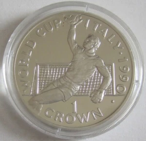 Gibraltar 1 Crown 1990 Fußball-WM in Italien Torwart Silber - Bild 1 von 2