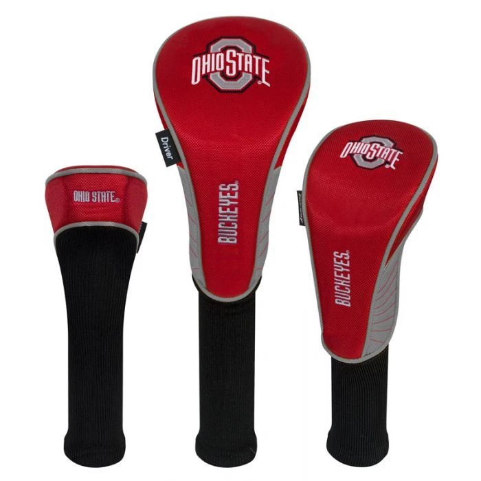 JUEGO DE FUNDA DE CABEZA DE GOLF DE NAILON DE ALTA CALIDAD OHIO STATE BUCKEYES LOGOTIPO BORDADO Foto 1 de 1