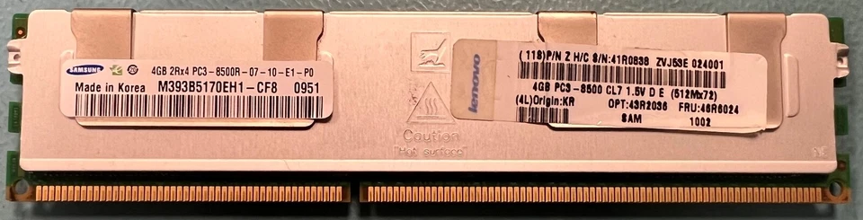 Samsung M393B5170DZ1-CF8 4GB DDR3-1066Mhz PC3-8500 RDIMM Server Memory RAM - Image 1 of 1